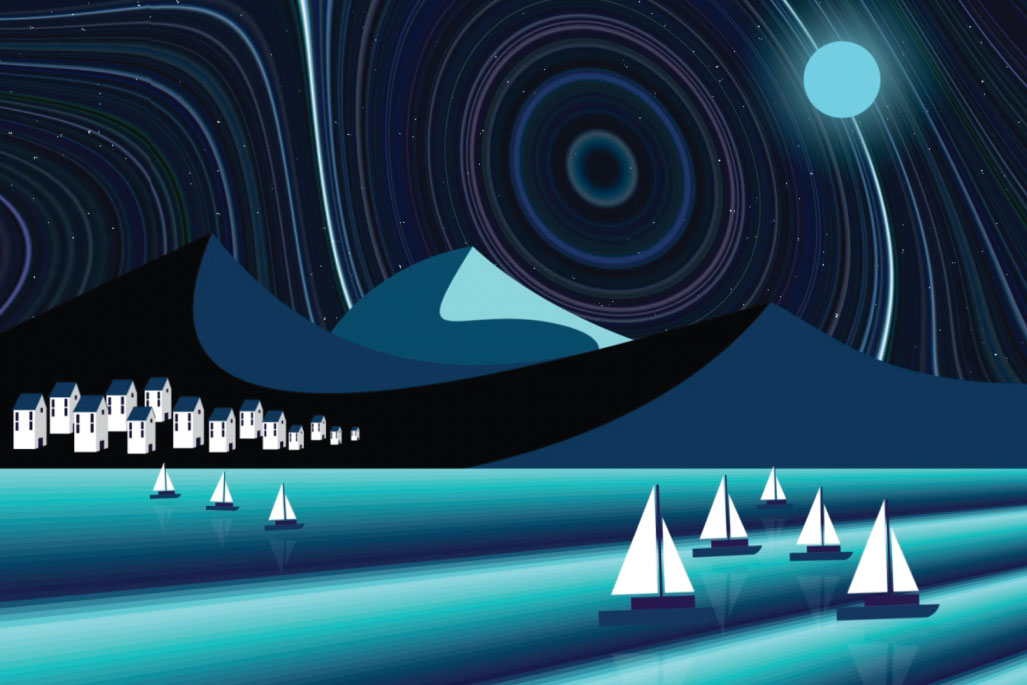 Preview image of Baby Blue NFT art, featuring a tranquil and introspective sea landscape at night